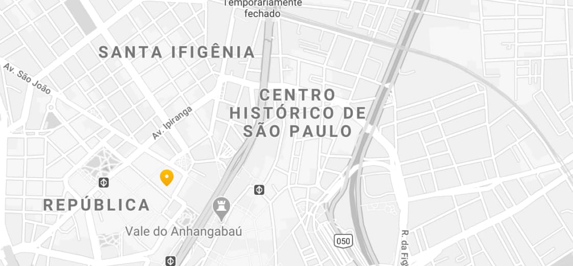 mapa marcando o endereço da loja de São Paulo
